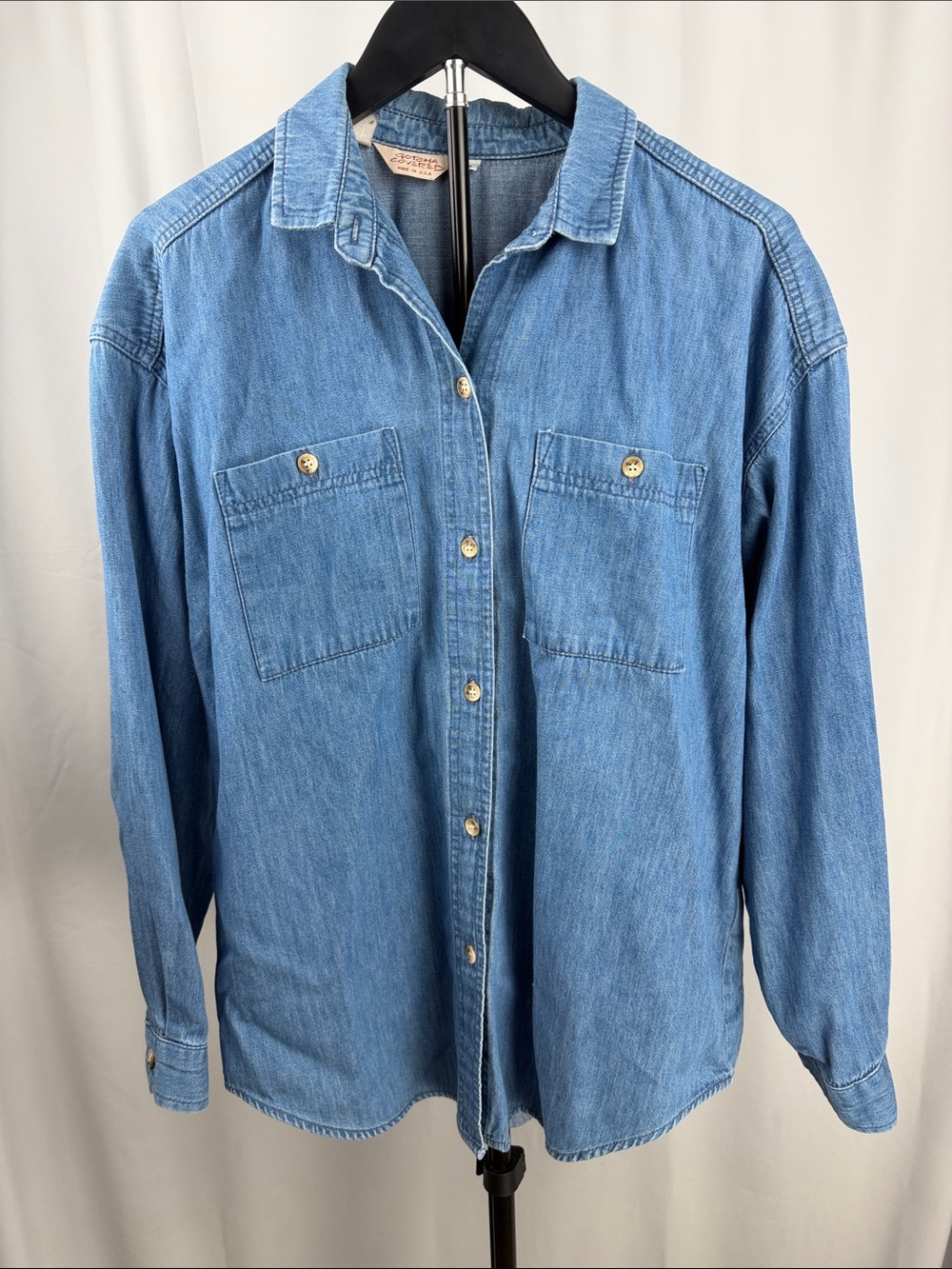 Vintage Gotcha Covered Denim Chambray Shirt L Made in USA 100% Cotton